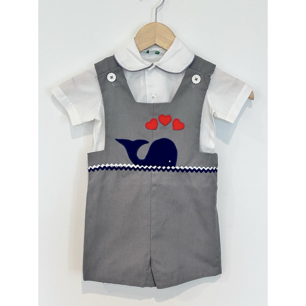 Vintage 1980s Hop Skip & Jump Gray Whale Shortall Set Size 3T Chattanooga‎